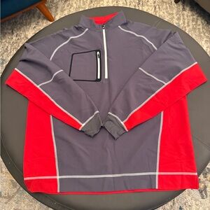 FootJoy FJ 1/4 Zip Pullover Lightweight Golf Jacket Gray Red Mens Large